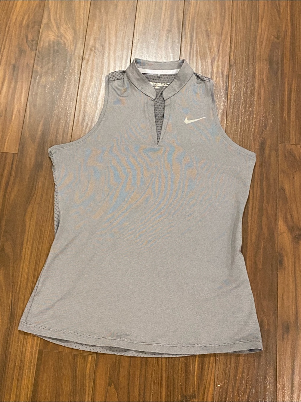 Nike Gray Dri-Fit Sleeveless Golf Polo Shirt Size Large